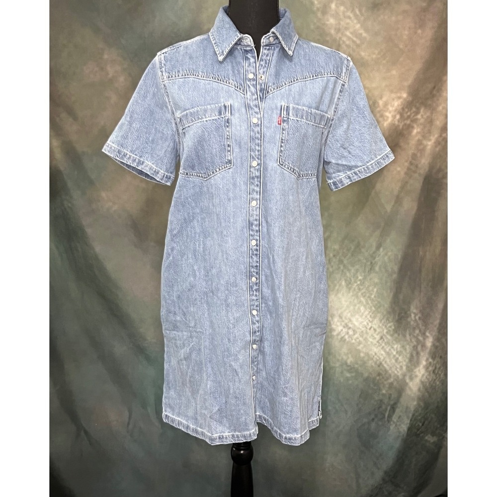 Levi Strauss & Co Relaxed Fit Denim Shirt Dress Button‎ Front Size Small